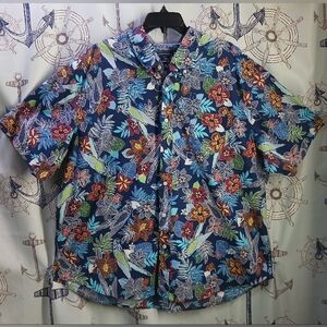 Crown & Ivy Button Down Hawaiian Shirt/ XXL / Floral,Parrots